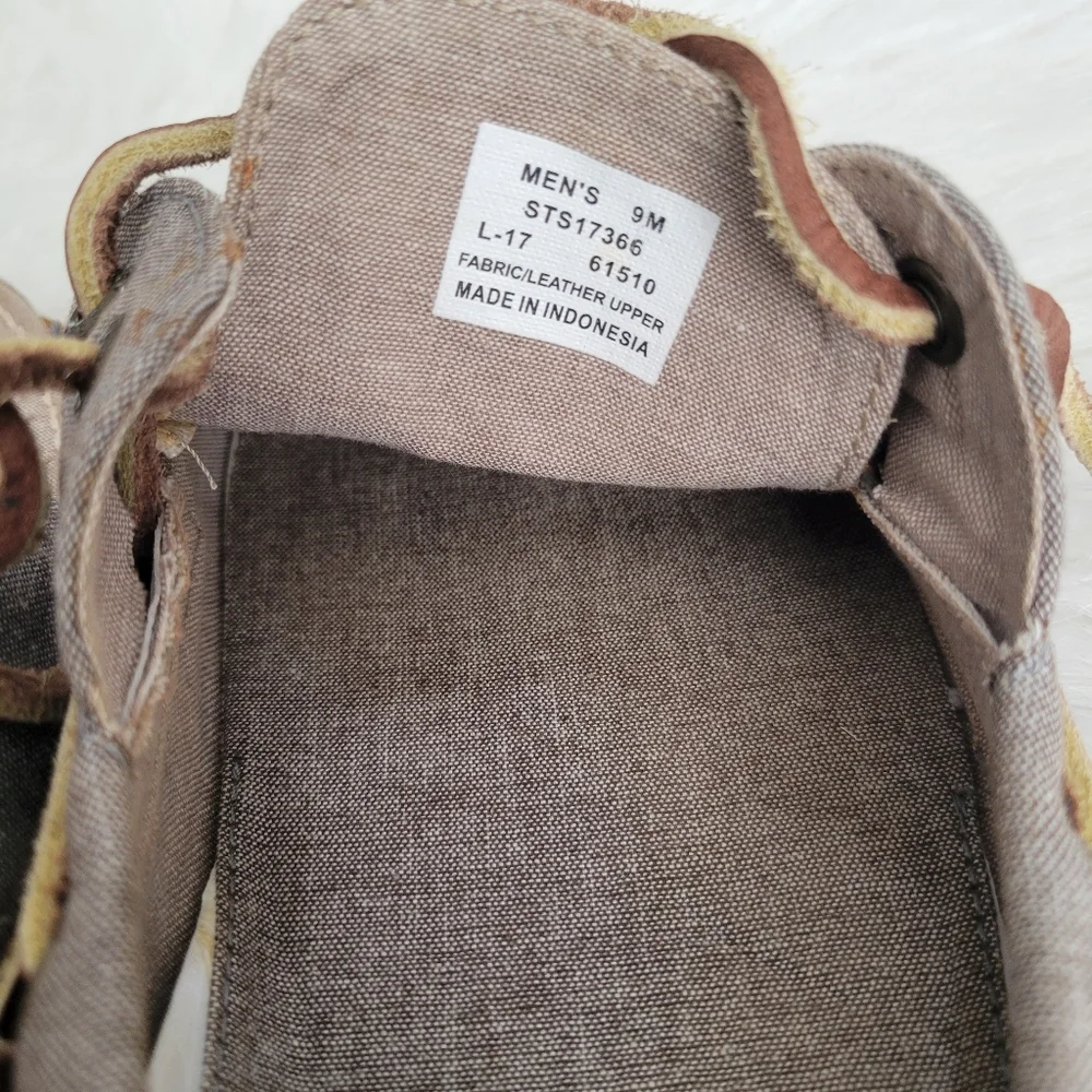 Sperry Top-Sider Boat Shoes Linen & Leather 9 EUC Beige & Blue - Picture 11 of 14
